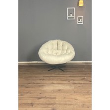 Hmplast 360 Derece Döner Mekanizmalı Berjer Tekli Koltuk | Modern Tasarım, Üst Düzey Konfor ve Ergonomi - Krem