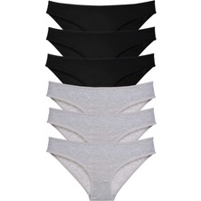 Miray Life 6 Adet Süper Eko Set Likralı Kadın Slip Külot Siyah Gri - EMY5936-5810