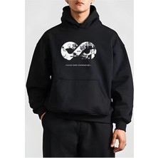 Tarz Yeri 10 Kasıma Özel Üç Iplik Kapşonlu Baskılı Sweatshirt - Siyah
