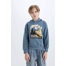DeFacto Erkek Çocuk Kapüşonlu Baskılı Sweatshirt D6226A824CW