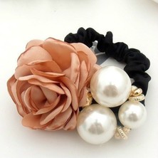 Renjie Shop C Şarap Kırmızısı Tarzı Moda Inci Gül Çiçeği Saç Halkası, Kadın Saç Stil Elastik Saç Halkası, Saç Aksesuarları Wh#10 (Yurt Dışından)