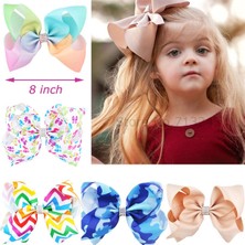 Renjie Shop C NO22 Kız Çocukları Büyük Taşlı Saç Kurdeleleri Baskılı Kırmızı Kurdele Yay Tüm Timsah Toka Saç Aksesuarları (Yurt Dışından)