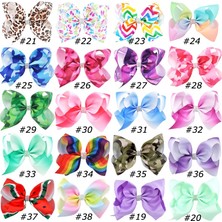Renjie Shop C NO22 Kız Çocukları Büyük Taşlı Saç Kurdeleleri Baskılı Kırmızı Kurdele Yay Tüm Timsah Toka Saç Aksesuarları (Yurt Dışından)