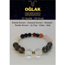 Nelleovana Oğlak Burcu Bilekliği Kristal Kuvars, Pembe Kuvars, Granatlal, Hematit, Dumanlı Kuvars, Oniks,aytaşı