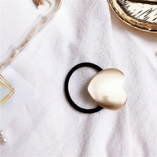 Renjie Shop C Altın Tarzı Oval Kore Kızları Saç Aksesuarları Kadın Metal Kalp Elastik Saç Tokaları Bantları Saç Lastiği Saç Bandı Scrunchie Scrunchy Mujer (Yurt Dışından)