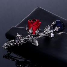 Renjie Shop C Mor ve Gri Tarzı Moda Kadın Düğün Takı Yaprak Saç Aksesuarları Bahar Klips Gül Çiçeği Kristal Saç Tokası Toka Barrette (Yurt Dışından)