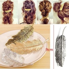 Renjie Shop C Altın Tarzı Yeni Moda Yaprak Tüy Saç Tokası Hairpin Barrette Bobby Kadın Saç Aksesuarları (Yurt Dışından)