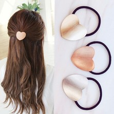 Renjie Shop C Gül Altın Tarzı Kalp Kore Kızları Saç Aksesuarları Kadın Metal Kalp Elastik Saç Tokaları Bantları Saç Lastiği Saç Bandı Scrunchie Scrunchy Mujer (Yurt Dışından)