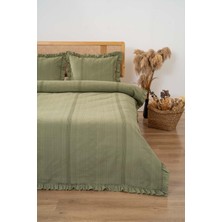 Riva İstanbul Tziana Haki Yeşil Çift Kişilik Jakarlı Yatak Örtüsü Takımı 3 Parça Uyku Seti