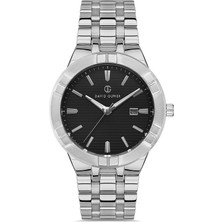 David Guner Siyah Kadranlı Gümüş Kaplama Takvimli Erkek Kol Saati