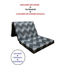 Katlanır Yer Yatağı ve Tek Kişilik Sünger Katlanır Minder Yatak 70X180 cm 6 cm Gri