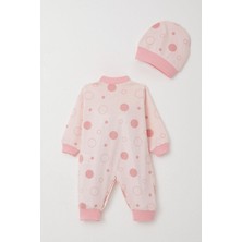 Breeze Kız Bebek Tulum Puan Desenli 0-6 Ay, Pudra
