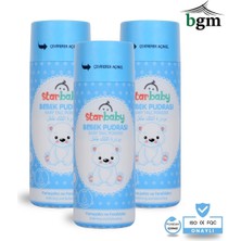 star baby Bebek Pudrası 3x 100GR Serpme Mavi Nem Önleyici Yumuşatıcı ve Ferahlatıcı Pudra