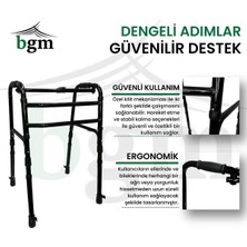 BGM Yürüteç Walker Katlanabilir Hasta Yürüteci Siyah  Katlanır Walker