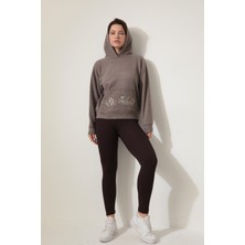 Amida Kahve Önü Kanaviçe Nakışlı Kanguru Cepli Kapüşonlu Selanik Sweatshirt - 2431