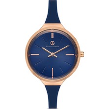 David Guner Rose Renk Kaplamalı Lacivert Kadranlı Lacivert Silikon Kordonlu Kadın Kol Saati