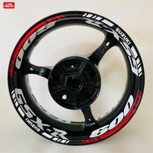 Suzuki Gsx-R 600 Kırmızı Beyaz Jant Sticker Etiket Modeli