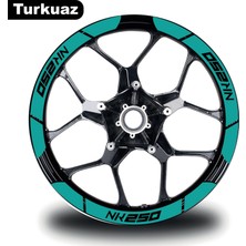 Turkuaz Cf Moto 250 Nk Geniş Jant Sticker Etiket Modeli