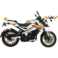 Motiker Bajaj NS200 Mcqueen Beyaz Sticker Parçalı Motosiklet Kaplama Etiket Modeli