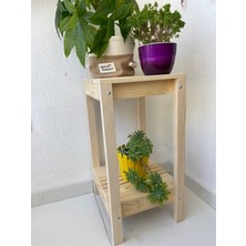 Çağlaa-Design Doğal 2 Katlı 80*35*30 Ahşap Dekoratif Çiçeklik-Salon-Oturma Odası-Sehpa