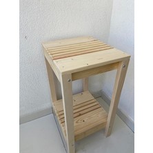 Çağlaa-Design Doğal 2 Katlı 80*35*30 Ahşap Dekoratif Çiçeklik-Salon-Oturma Odası-Sehpa
