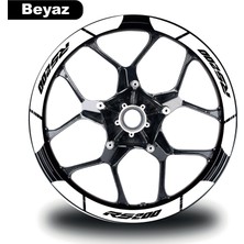 Beyaz Bajaj Pulsar RS200 Geniş Jant Sticker Etiket Modeli