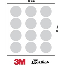 3m Gri Reflective (Reflektif) 12'li Daire Sticker Etiket Modeli