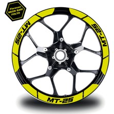Neon Sarı Yamaha Mt-25 Geniş Jant Sticker Etiket Modeli