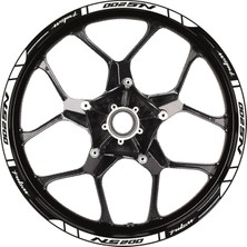 Bajaj Pulsar NS200 Baskılı Jant Dışı Şerit Motosiklet Sticker Etiket Modeli Beyaz