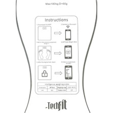 MD Medical Dijital Baskül Yağ Ölçer Fonksiyonlu Techfit Akıllı Baskül Bluetooth Tartı - Vücut Analizi -Siyah