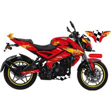 Motiker Bajaj NS200 Mcqueen Kırmızı Sticker Parçalı Motosiklet Kaplama Etiket Modeli
