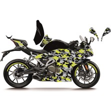 Cfmoto 250SR Sarı Kamuflaj (Camouflage) Model Parçalı Motosıklet Kaplama Stıcker Etıket Modelı