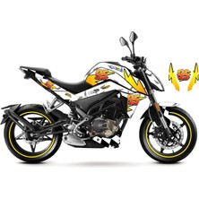 Cfmoto 250NK Mcqueen Beyaz Sticker Parçalı Motosiklet Kaplama Etiket Modeli