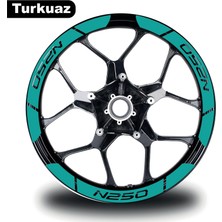 Turkuaz Bajaj N250 Geniş Jant Sticker Etiket Modeli