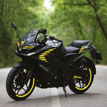 Bajaj RS200 Kesikli Tek Renk Sarı Motosiklet Sticker Etiket Takım Modeli