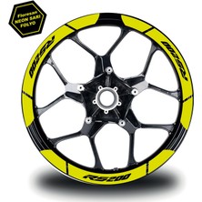Neon Sarı Bajaj Pulsar RS200 Geniş Jant Sticker Etiket Modeli