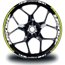 Cfmoto 450SR Sticker Jant Iç & Dış Yazılı Etiket Modeli Neon Sarı - Beyaz