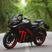 Bajaj RS200 Monster Tek Renk Kırmızı Motosiklet Sticker Etiket Takım Modeli
