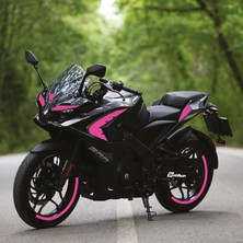 Bajaj RS200 Tek Renk Pembe Parçalı Motosiklet Sticker Etiket Takım Modeli
