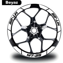 Beyaz Yamaha Mt-25 Geniş Jant Sticker Etiket Modeli