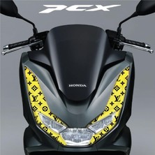 Honda Pcx Ön Far Kaşı Lv Tasarımı Şeffaf Sticker Sarı
