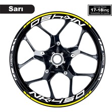Sarı Cfmoto 450NK Motosiklet Jant Sticker Etiket Modeli Iç & Dış Takım