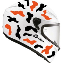 Siyah Neon Turuncu Kamuflaj Kask Sticker Modeli