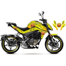 Cfmoto 250NK Mcqueen Sarı Sticker Parçalı Motosiklet Kaplama Etiket Modeli