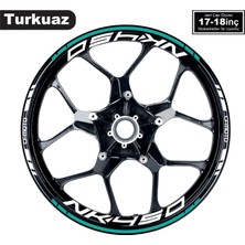 Turkuaz Cfmoto 450NK Motosiklet Jant Sticker Etiket Modeli Iç & Dış Takım