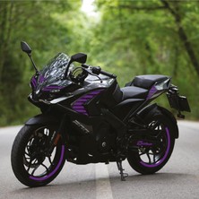 Bajaj RS200 Kesikli Tek Renk Mor Motosiklet Sticker Etiket Takım Modeli