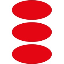 Kırmızı Reflective (Reflektif) 3'lü Oval Sticker Paketi Otomobil Motosiklet Reflektif Parlayan Sticker Etiket Modeli