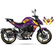 Cfmoto 250NK Mcqueen Mor Sticker Parçalı Motosiklet Kaplama Etiket Modeli