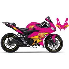 Motiker Yamaha YZF-R25 2019-2024 Mcqueen Pembe Sticker Parçalı Motosiklet Kaplama Etiket Modeli