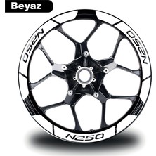Beyaz Bajaj N250 Geniş Jant Sticker Etiket Modeli